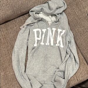 PINK gray zip hoodie
